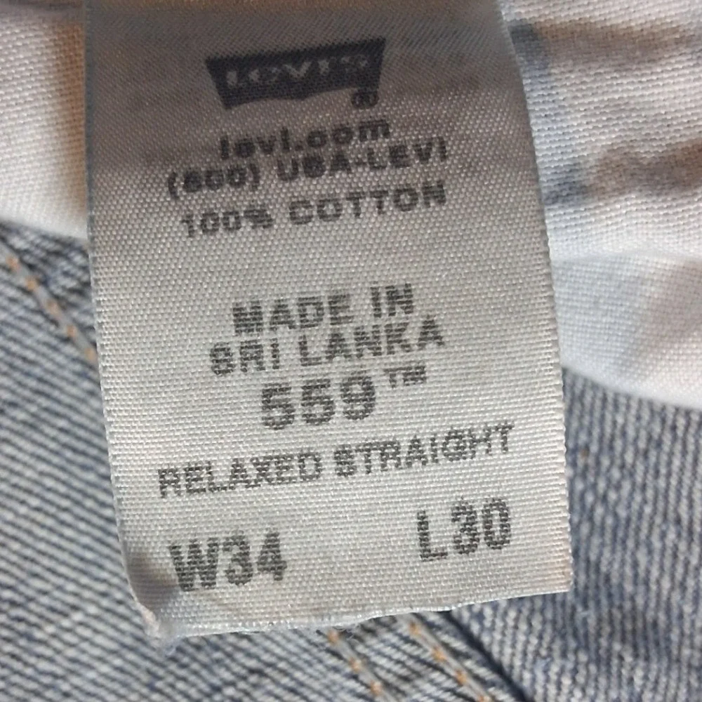 Levis 559 Relaxed Straight Jeans Mens 34x30 Medium Wash Blue Denim‎ 100% Cotton